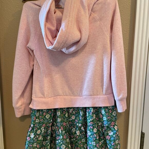 Boden Girls Pink Hooded Green Flower Lined Dress New Condition Girls size 7/8 - Picture 7 of 13